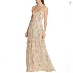 NWT ML Monique Lhuillier Chiffon Maxi Dress size 8